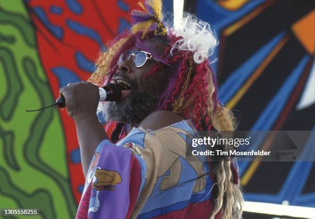 George Clinton of George Clinton and the P-Funk All Stars performs during Laguna Seca Daze at Laguna Seca Racetrack on May 28, 1995 in Monterey,...