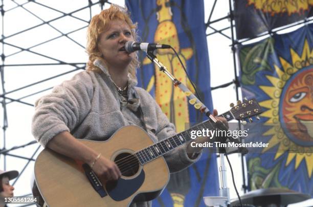 Emily Saliers of Indigo Girls performs during Laguna Seca Daze at Laguna Seca Racetrack on May 29, 1995 in Monterey, California.