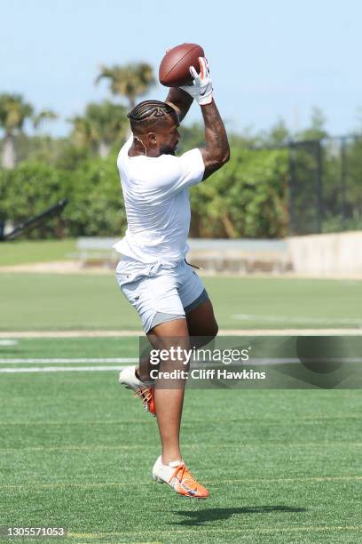 Wide receiver Amari Rodgers attends the House of Athlete Scouting Combine at the Inter Miami CF Stadium practice facility on March 05, 2021 in Fort...