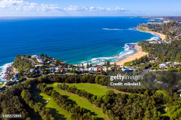 bilgola and newport beach, sydney - skyline golf course stock pictures, royalty-free photos & images