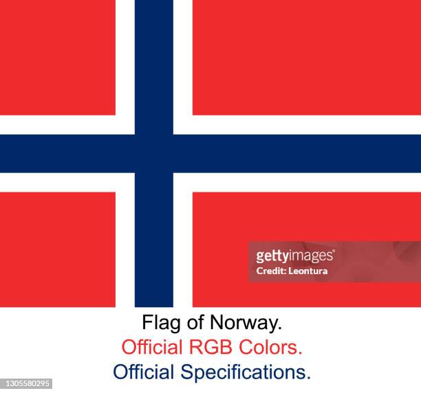 ilustraciones, imágenes clip art, dibujos animados e iconos de stock de bandera noruega (colores oficiales rgb, especificaciones oficiales) - norway flag