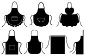 Set of different kitchen aprons