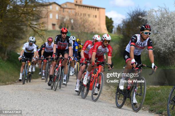 Nathan Haas of Australia and Team Cofidis & Davide Formolo of Italy and UAE Team Emirates during the Eroica - 15th Strade Bianche 2021, Men's Elite a...
