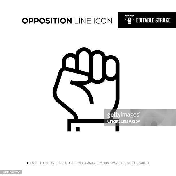 opposition editable stroke line icon - punching stock illustrations