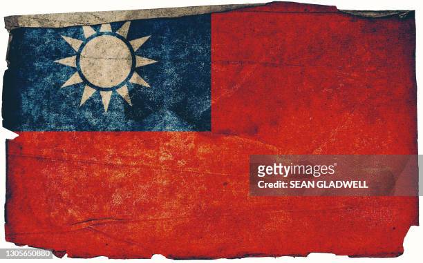taiwanese grunge flag poster - bandeira de taiwan - fotografias e filmes do acervo