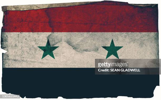 syrian grunge flag poster - syrian flag stock-fotos und bilder