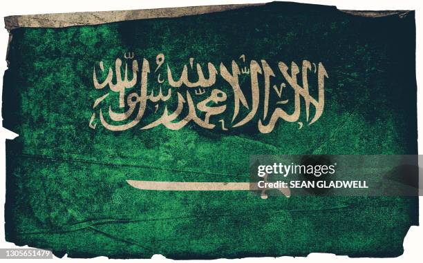 saudi arabian grunge flag poster - saudi arabian flag stockfoto's en -beelden