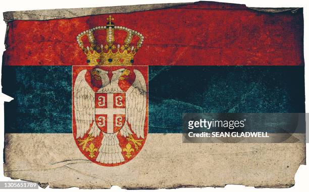 serbia grunge flag poster - serbian flag ストックフォトと画像