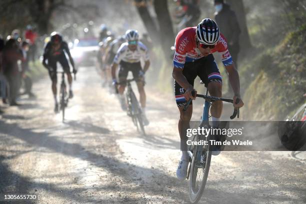 Mathieu Van Der Poel of Netherlands and Team Alpecin-Fenix, Julian Alaphilippe of France and Team Deceuninck - Quick-Step & Egan Arley Bernal Gomez...