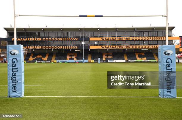 View of Sixways Stadium before the Gallagher Premiership Rugby match between Worcester Warriors and Bristol at Sixways Stadium on March 06, 2021 in...