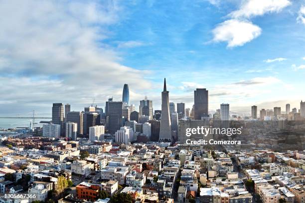 aerial view of san francisco downtown skyline, california, usa - oakland ストックフォトと画像