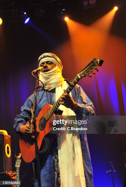 Tinariwen performs on stage at KOKO on October 26, 2011 in London, United Kingdom.