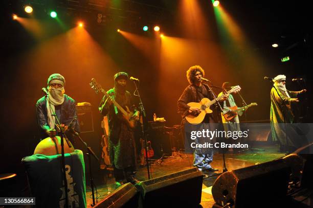 Tinariwen performs on stage at KOKO on October 26, 2011 in London, United Kingdom.