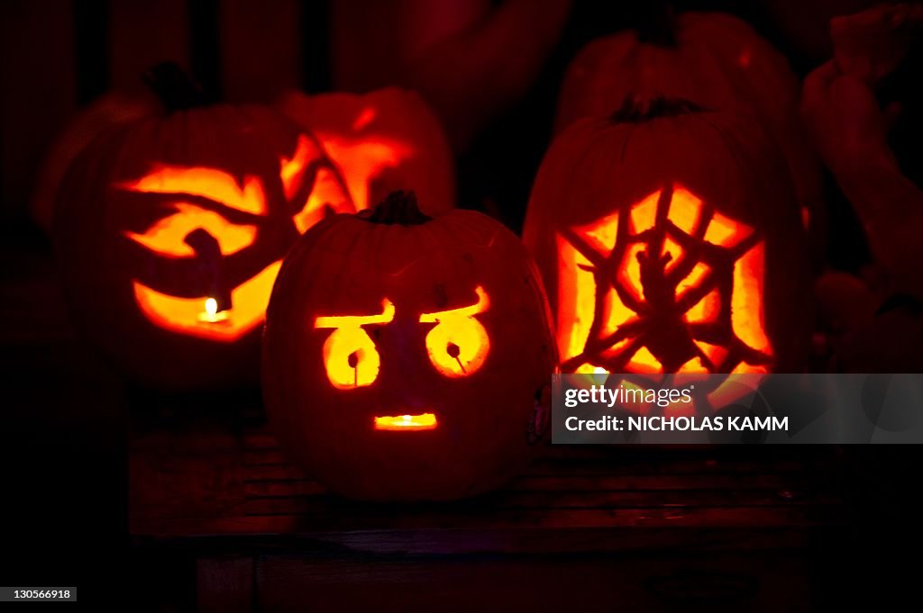 Carved pumpkins are seen at the 7th annu