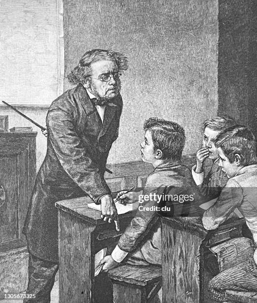 caught: teacher notices student copying - history teacher stock illustrations