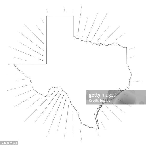 texas karte mit sonnenstrahlen auf weißem hintergrund - houston texas stock-grafiken, -clipart, -cartoons und -symbole