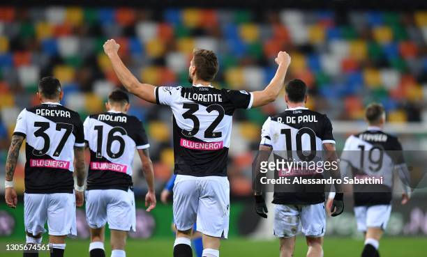 Fernando Llorente of Udinese Calcio celebrates after scoring their team's first goal during the Serie A match between Udinese Calcio and US Sassuolo...