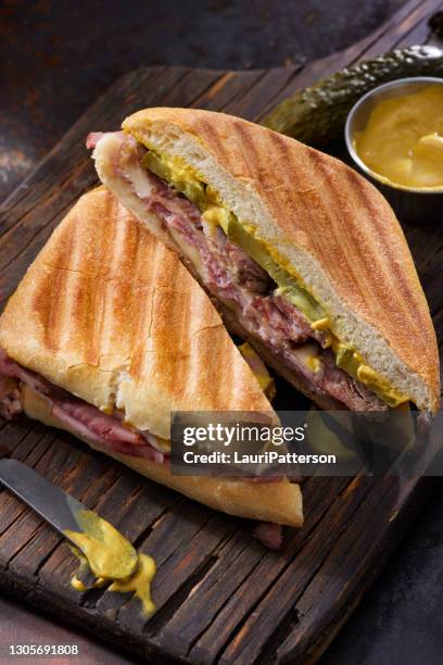 classic grilled cuban sandwich - cuban culture stock pictures, royalty-free photos & images