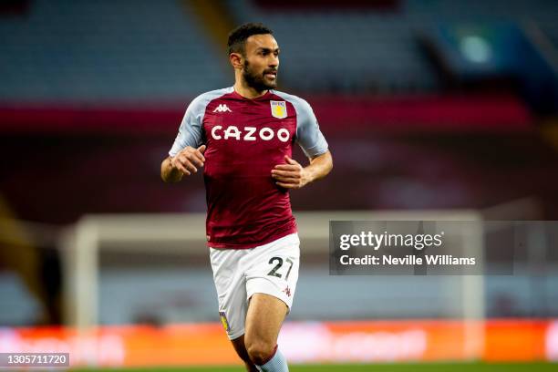 Ahmed Elmohamady of Aston Villa looks on during the Premier League match between Aston Villa and Wolverhampton Wanderers at Villa Park on March 06,...