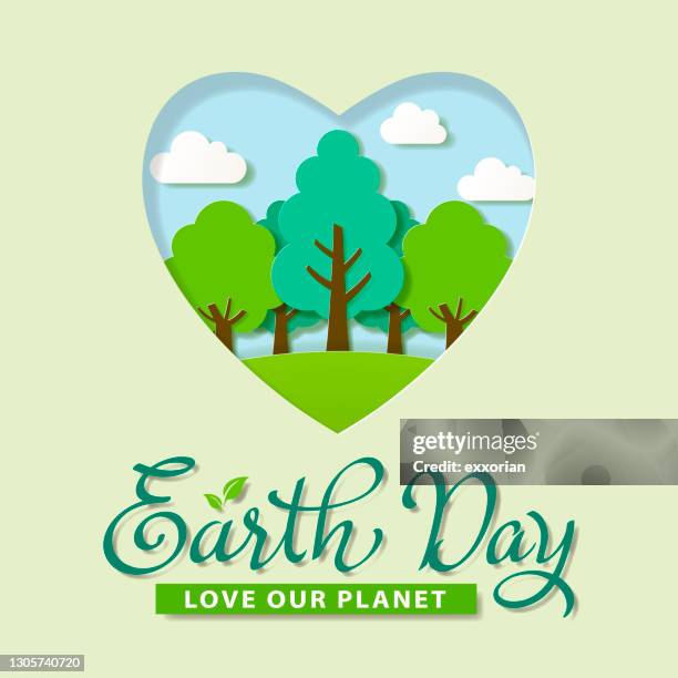 stockillustraties, clipart, cartoons en iconen met hou van onze planeet - dag van de aarde
