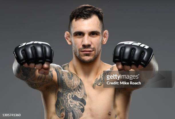 Aleksandar Rakic of Austria poses for a portrait after his victory during the UFC 259 event at UFC APEX on March 06, 2021 in Las Vegas, Nevada.