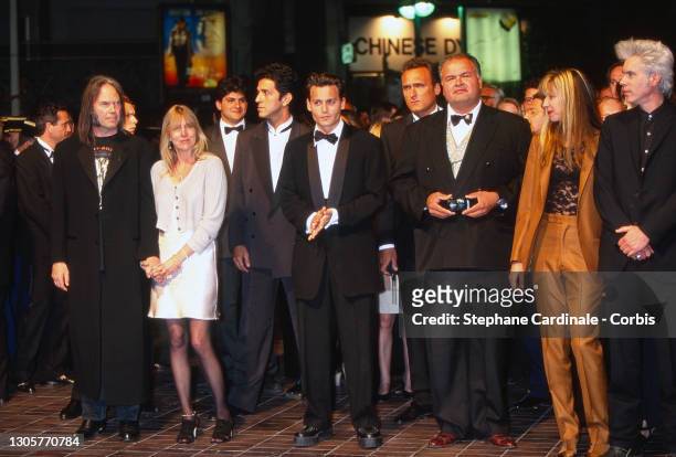 Neil Young, Pegi Young, Johnny Depp, Sara Driver and Jim Jarmusch attend « Dead Man » Premiere during the 48th Annual Cannes Film Festival on May 27,...