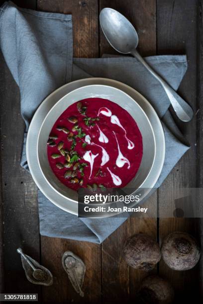 beetroot and cumin soup - borschtsch stock-fotos und bilder