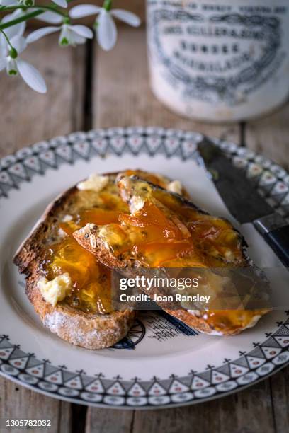 toast and marmalade - marmellata di agrumi foto e immagini stock