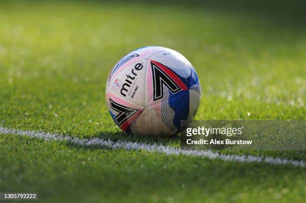 Detailed view of the Mitre Delta Max EFL match ball during the Sky Bet Championship match between Bristol City and Queens Park Rangers at Ashton Gate...