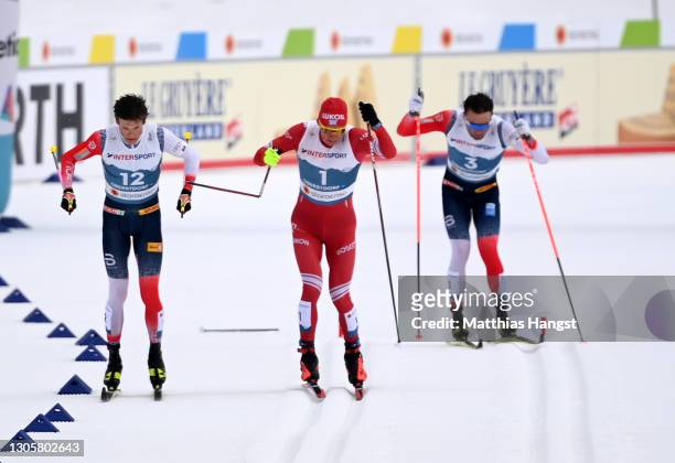 Alexander Bolshunov of Russia stick breaks during the finidh sprint during the Men's Cross Country 50km Mst at the FIS Nordic World Ski Championships...
