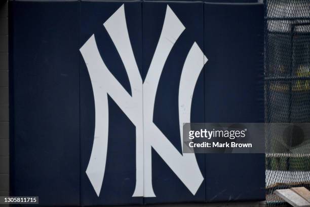 Detailed view of the Yankees logo at Yankees Player Development Complex on March 06, 2021 in Tampa, Florida.