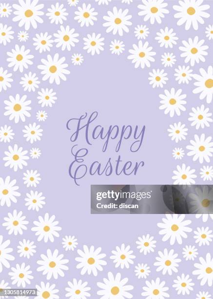 happy easter card with daisy frame. - easter wreath stock illustrations