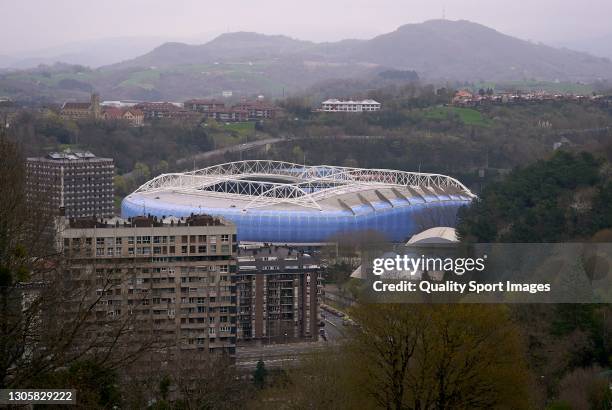 General view outside the Reale Arena Stadium prior to the La Liga Santander match between Real Sociedad and Levante UD at Reale Arena on March 07,...