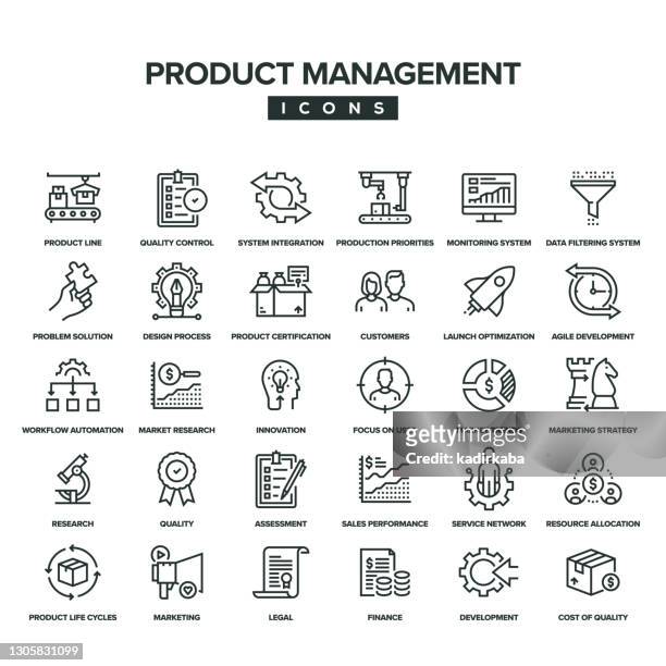 product management line icon set - manager stock illustrations