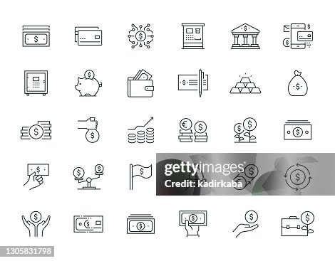 Money Thin Line Icon Set Series Money Thin Line Icon Set Series