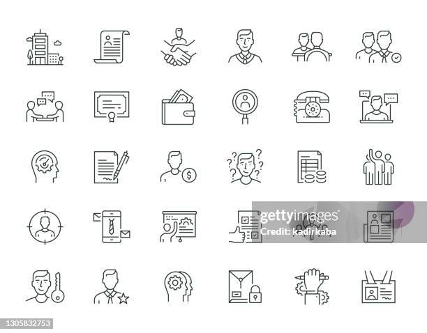 interview thin line icon set series - befragung stock-grafiken, -clipart, -cartoons und -symbole