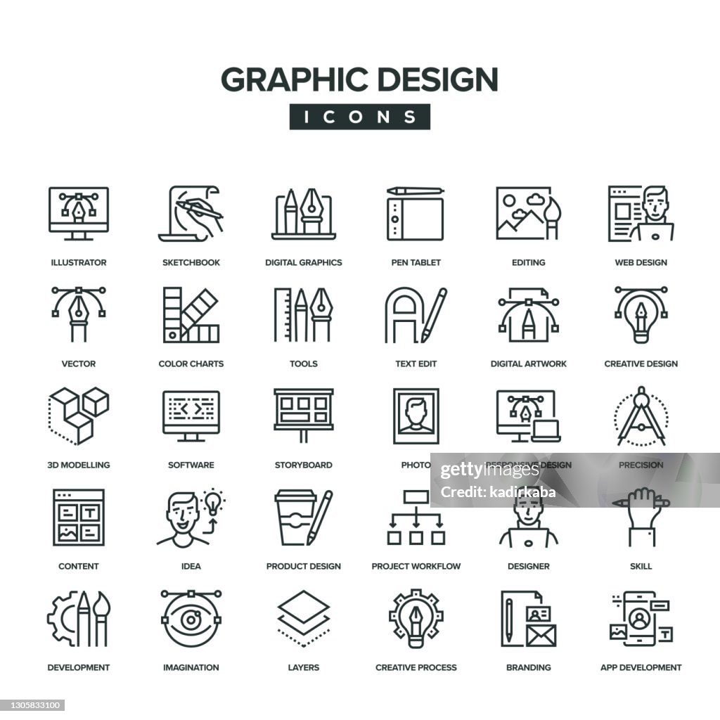 Grafik-Design-Linien-Icon-Set