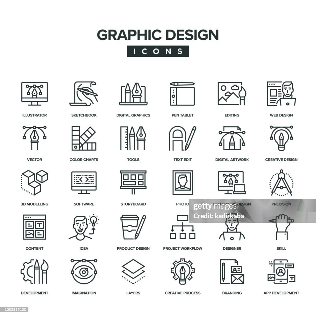 Graphic Design Line Icon Set