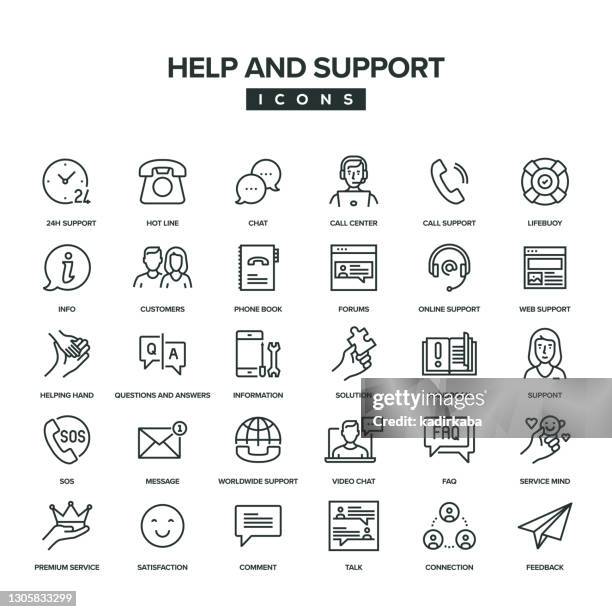 help and support line icon set - prop stock illustrations