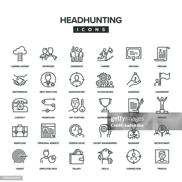 headhunting line icon set - schrumpfen stock-grafiken, -clipart, -cartoons und -symbole