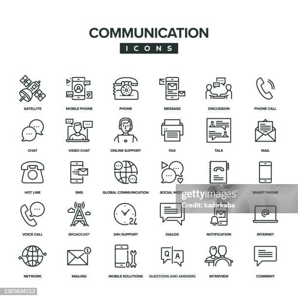 kommunikationslinien-icon-set - faxgerät stock-grafiken, -clipart, -cartoons und -symbole