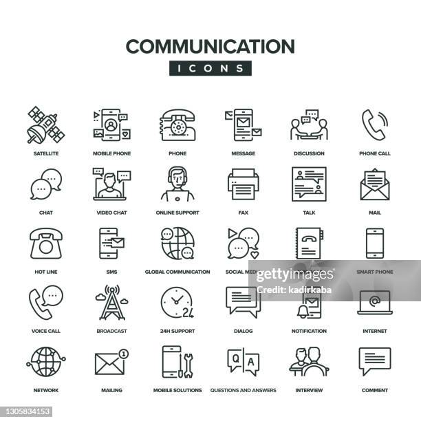 communication line icon set - fax machine stock illustrations