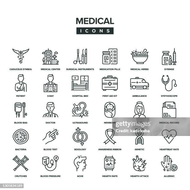 medical line icon set - medical symbol stock illustrations