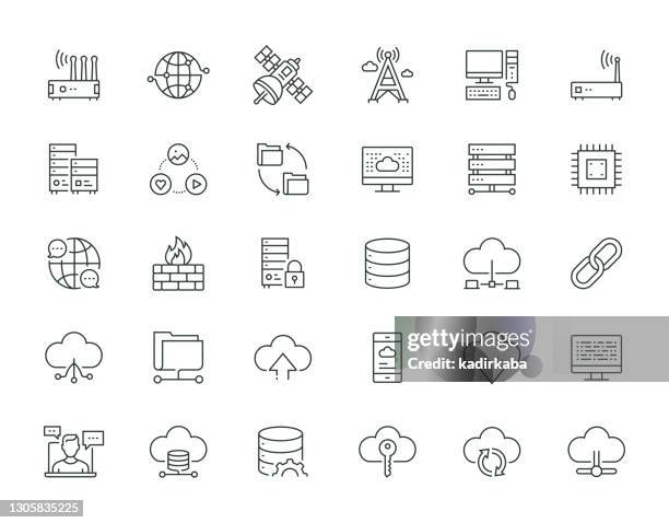network thin line icon set series - accessibility technology stock illustrations