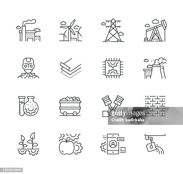 industry thin line icon set series - manufactured housing stock illustrations