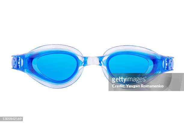 swimming goggles isolated on white background - snorkel white background stock-fotos und bilder