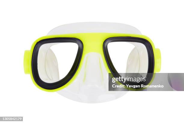 swimming goggles isolated on white background - snorkel white background stock pictures, royalty-free photos & images