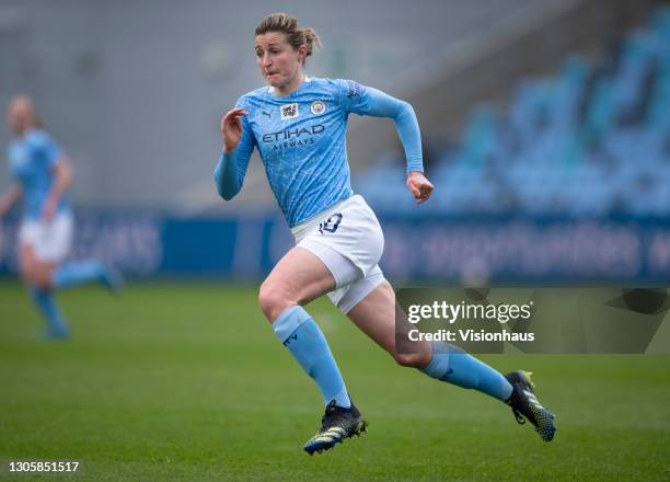 Ellen White of Manchester City in action during the Barclays FA Women's Super League match between Manchester City Women and Everton Women at...