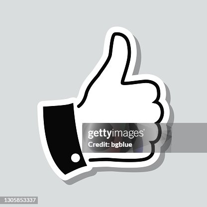 Thumb up. Icon sticker on gray background Thumb up. Icon sticker on gray background