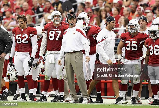 Head coach Ken Whisenhunt of the Arizona Cardinals during the NFL game against the Pittsburgh Steelers at the University of Phoenix Stadium on...